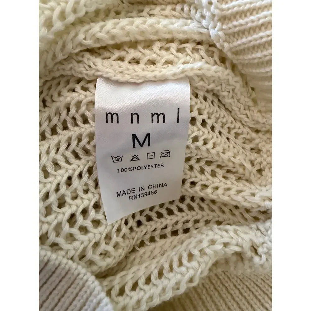 New MNML mesh knit sweater cream size M